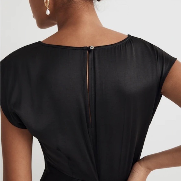 NWT Madewell Wide V-Neck Black Satiny Maxi Dress - Picture 6 of 14